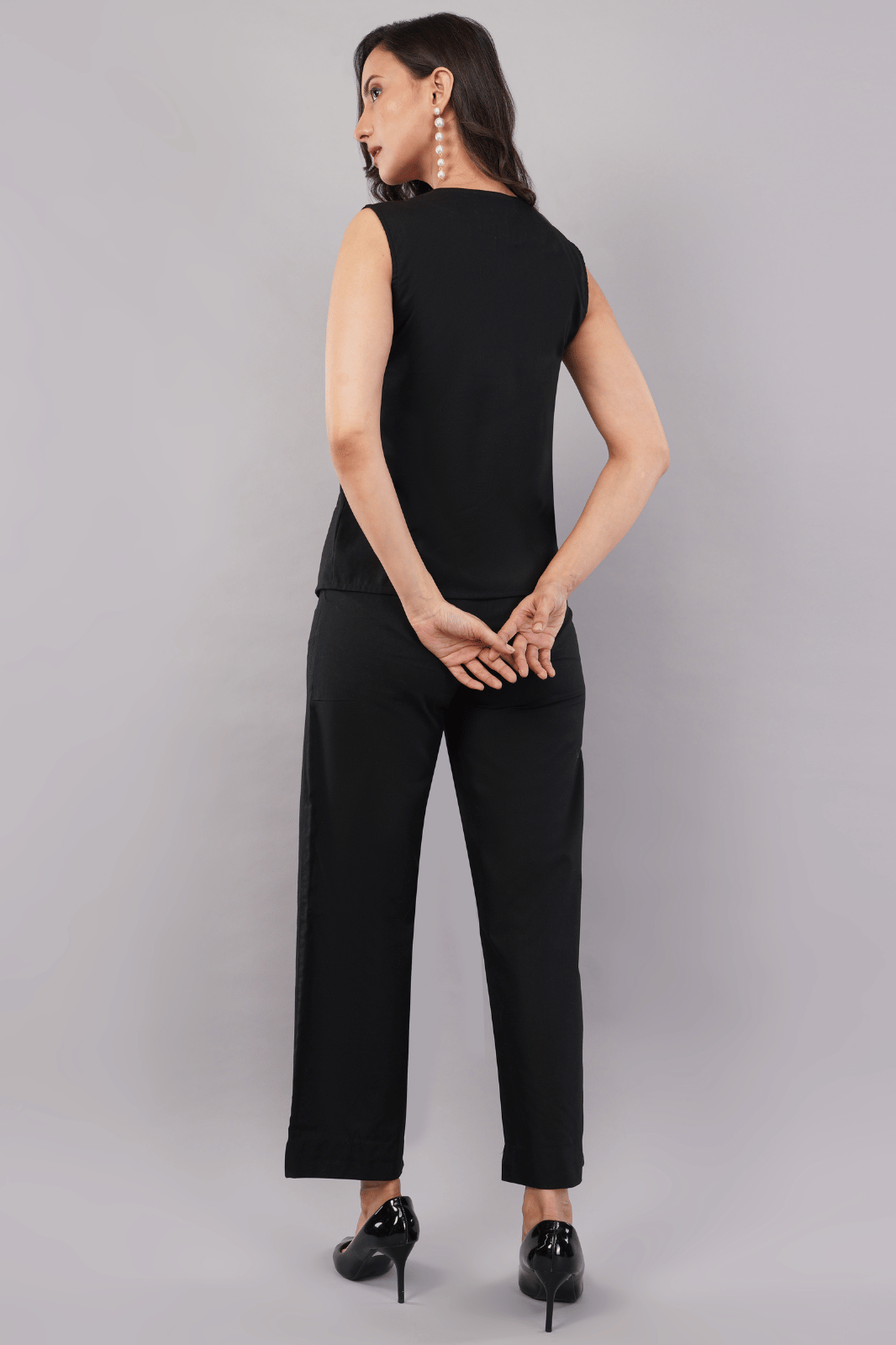 Black Linen Cotton Waistcoat Co-ord Set