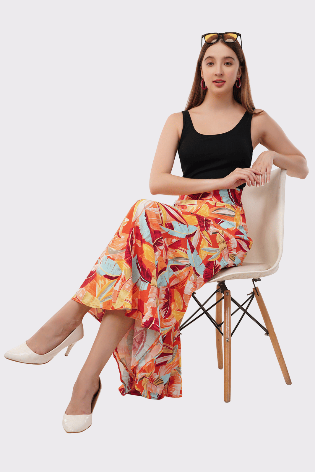 Tropical Maxi-Length Wrap Skirt in Premium Rayon