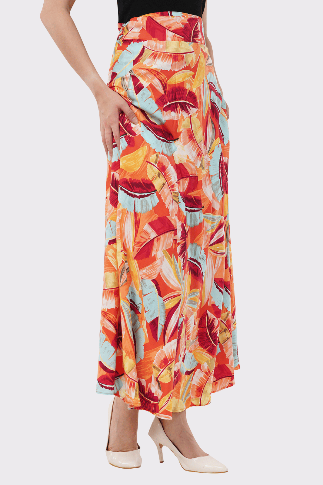 Tropical Maxi-Length Wrap Skirt in Premium Rayon
