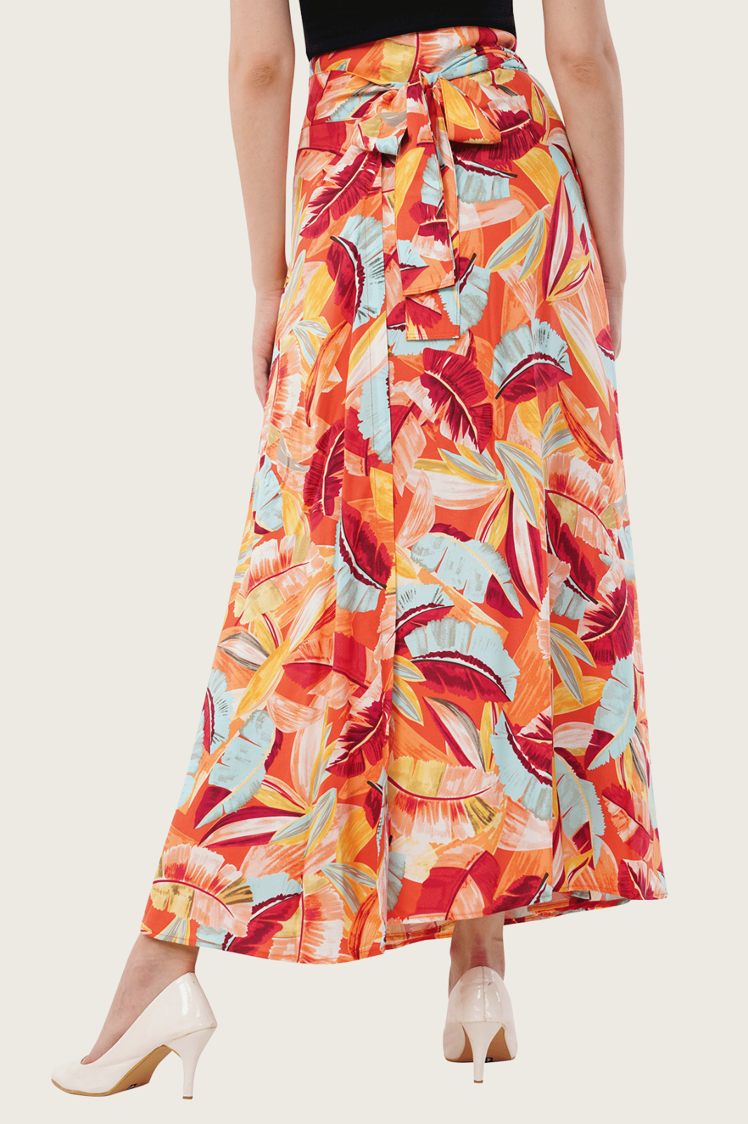Tropical Maxi-Length Wrap Skirt in Premium Rayon