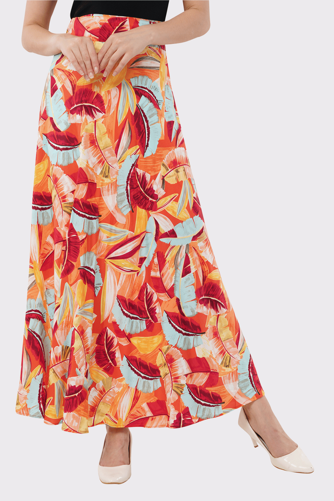 Tropical Maxi-Length Wrap Skirt in Premium Rayon