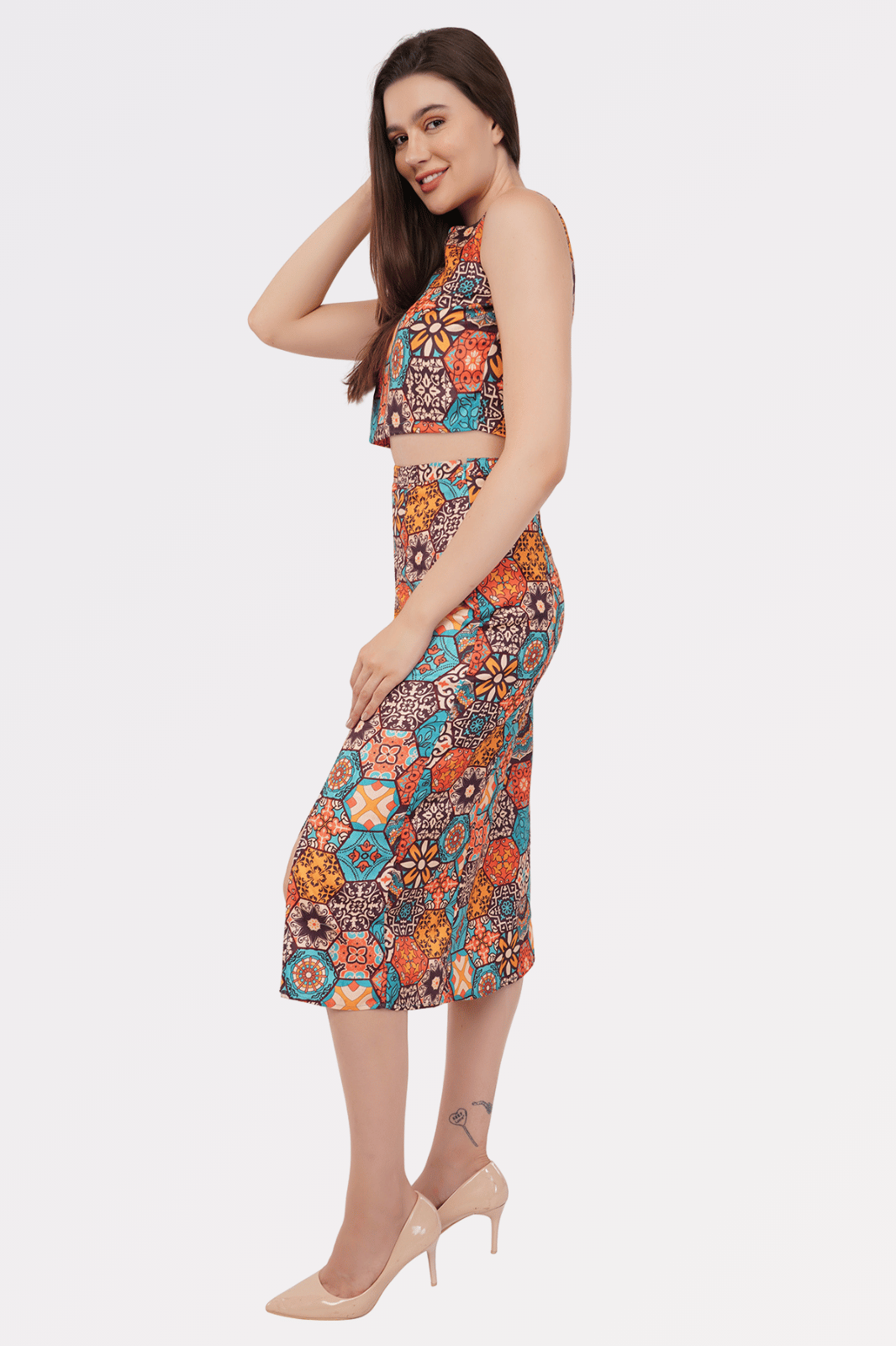 Multicolored Pashmina Cotton Co-Ord Set