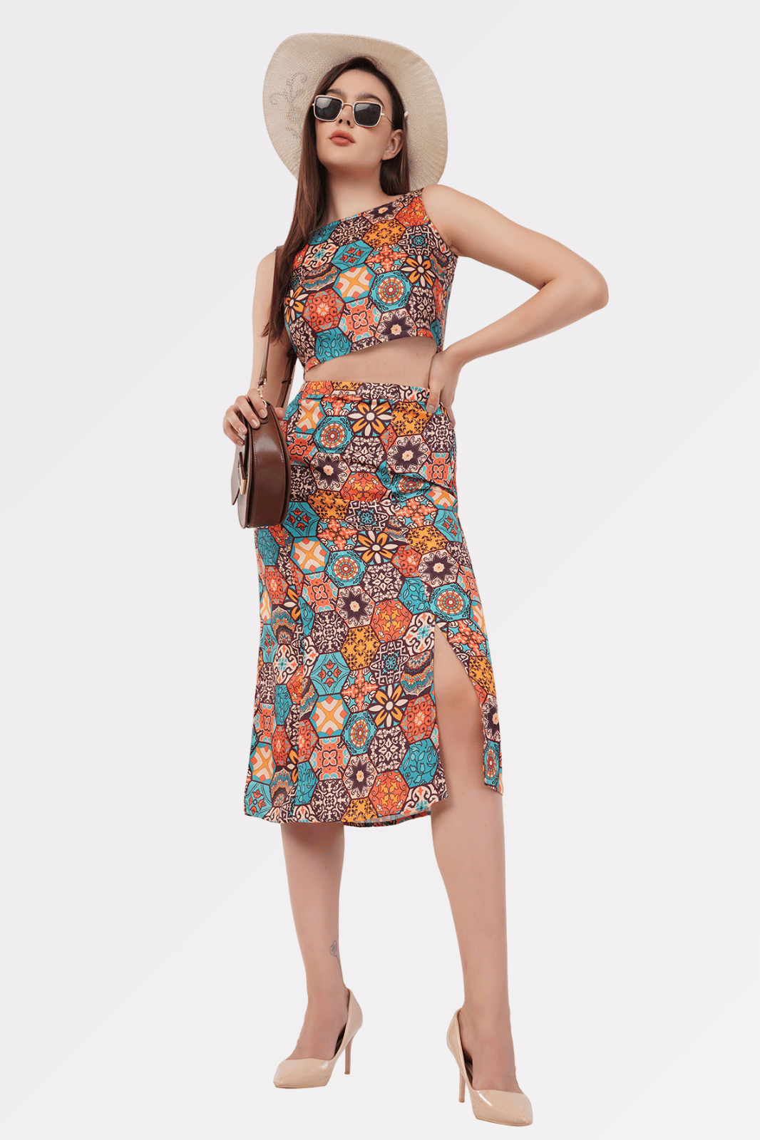 Multicolored Pashmina Cotton Co-Ord Set