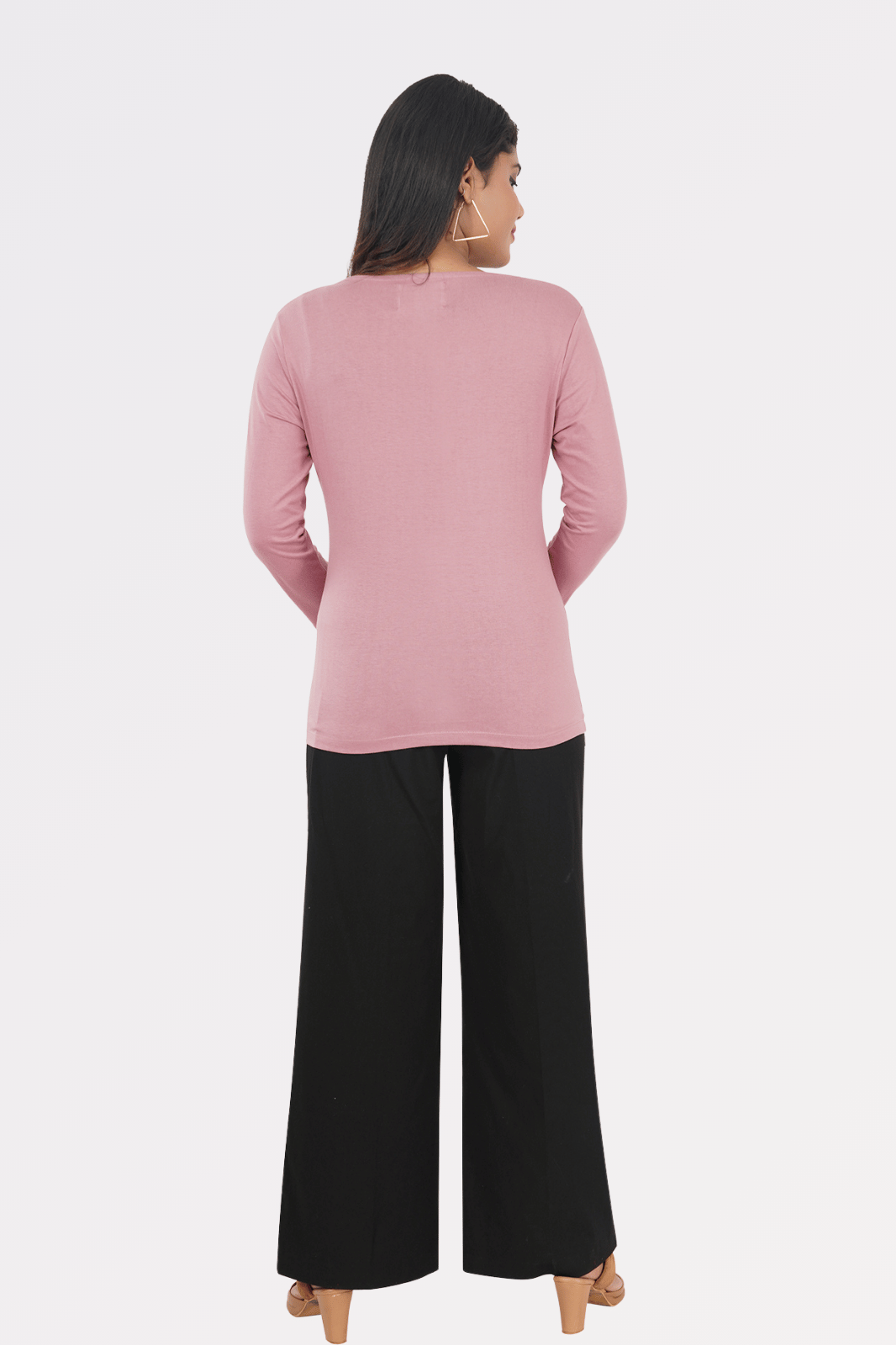 Mauve Cotton Boat Neck Top