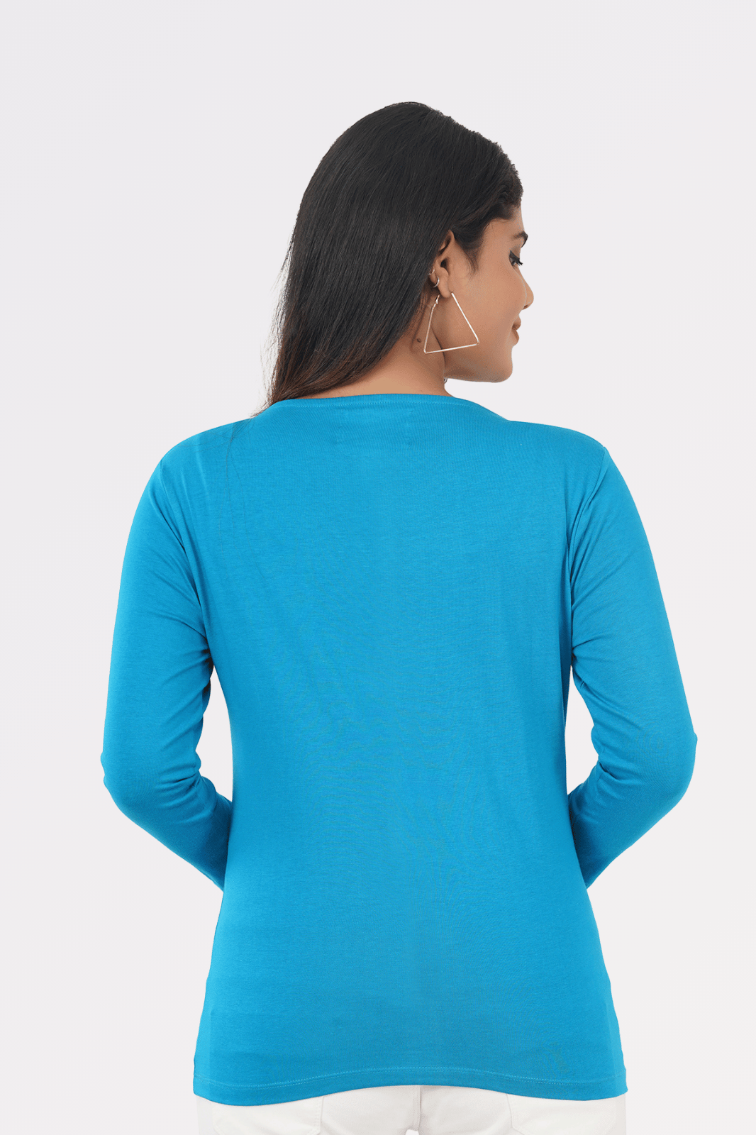 Cerulean Blue Cotton Boat Neck Top