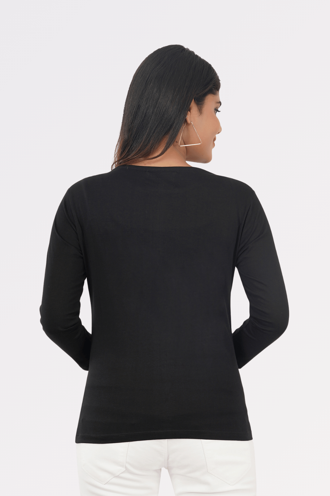 Black Cotton Boat Neck Top