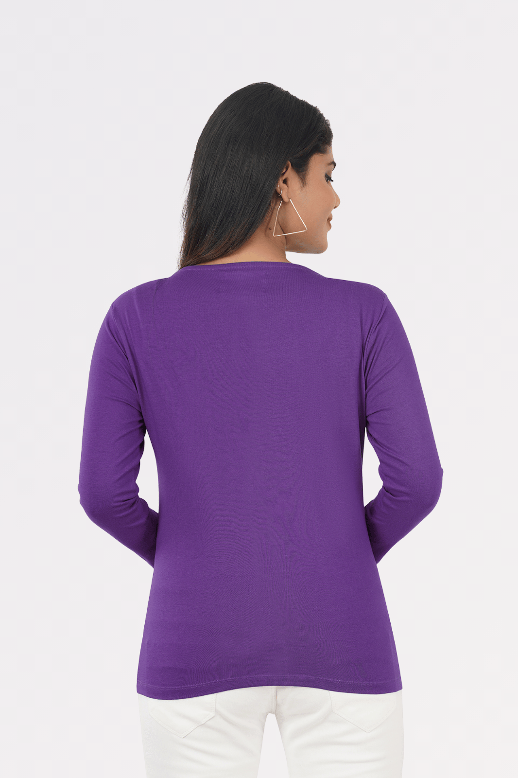 Purple Cotton Boat Neck Top