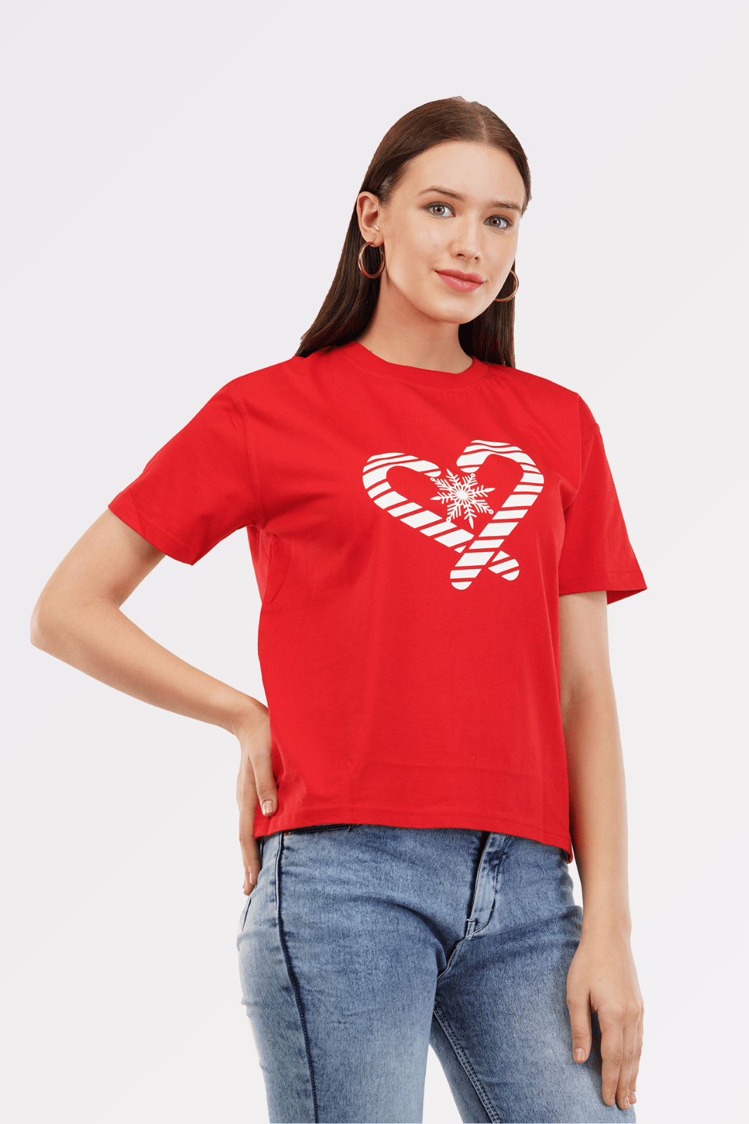 Red Cotton Boxy Fit Printed T-Shirt