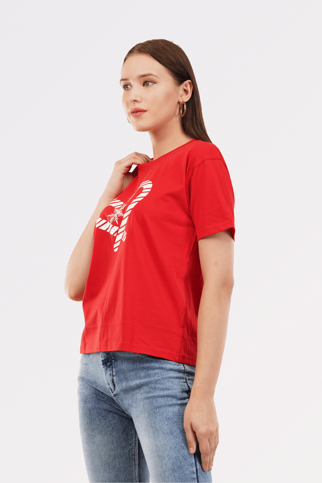 Red Cotton Boxy Fit Printed T-Shirt