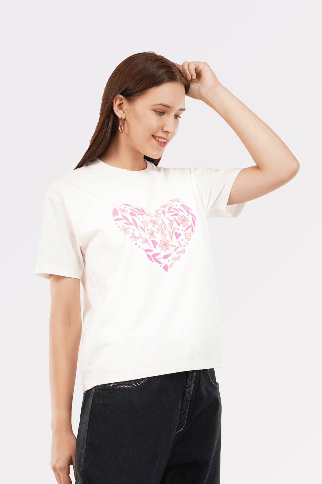 White Cotton Boxy Fit Printed T-Shirt