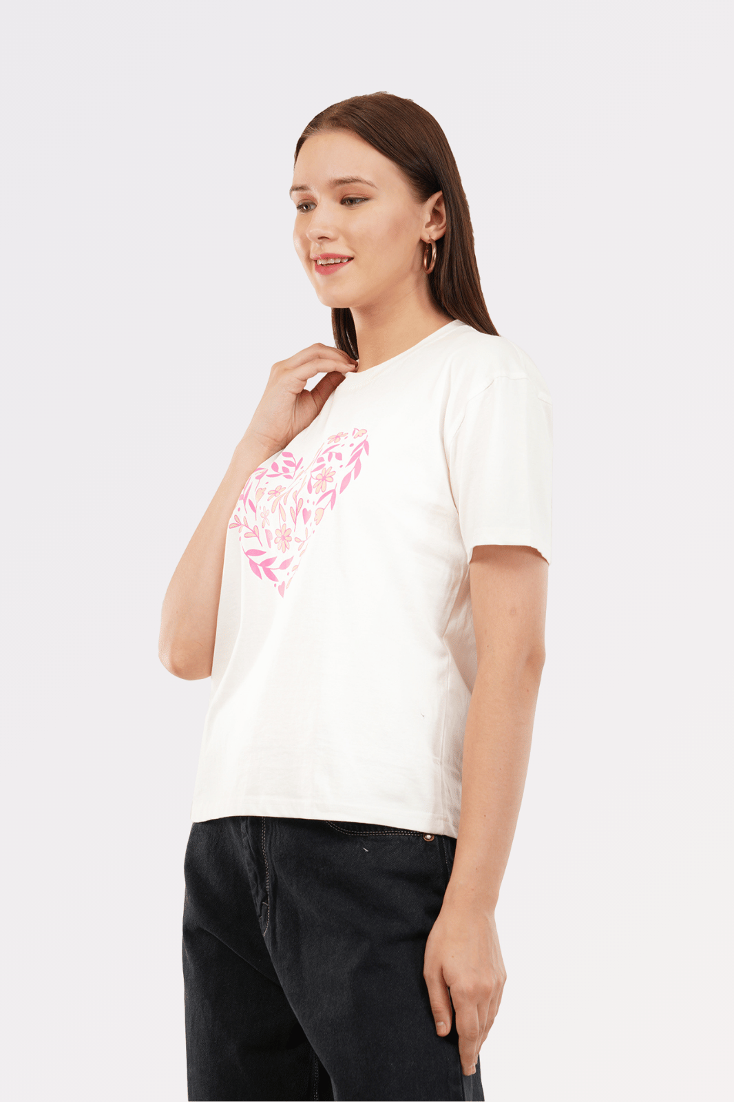 White Cotton Boxy Fit Printed T-Shirt