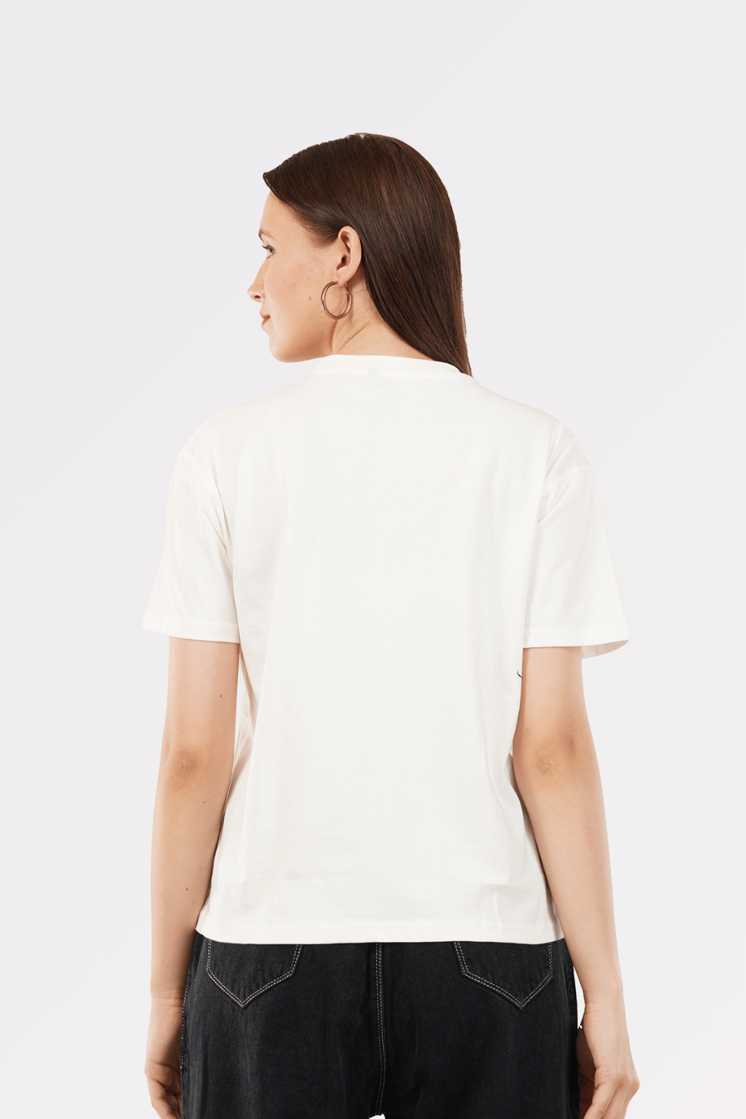 White Cotton Boxy Fit Printed T-Shirt