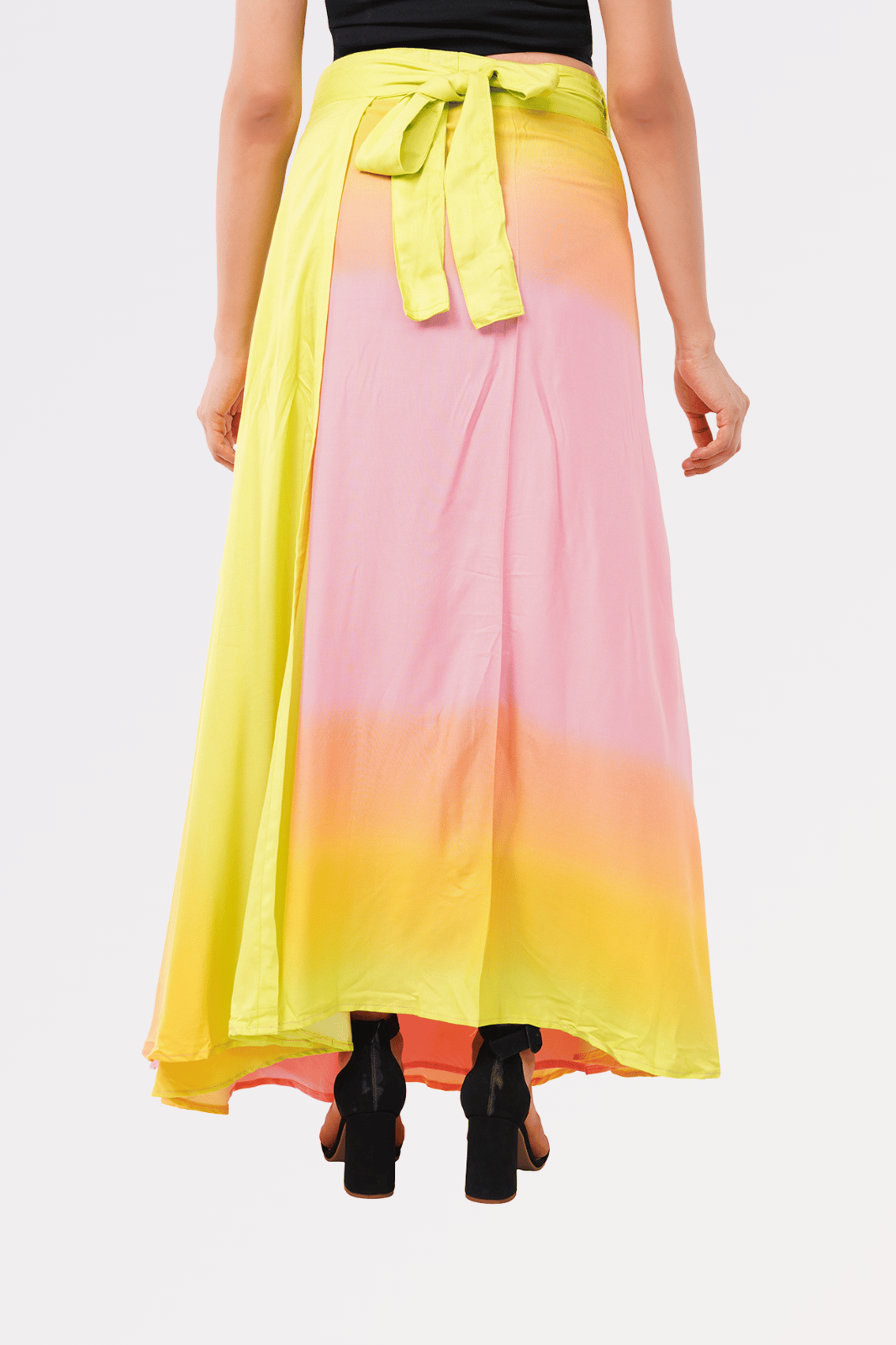 Ombre Maxi-Length Wrap Skirt in Premium Rayon