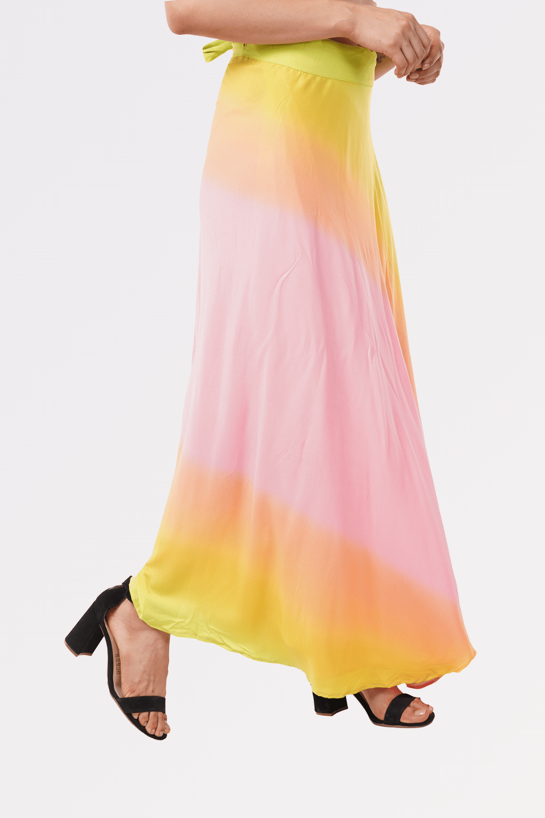 Ombre Maxi-Length Wrap Skirt in Premium Rayon
