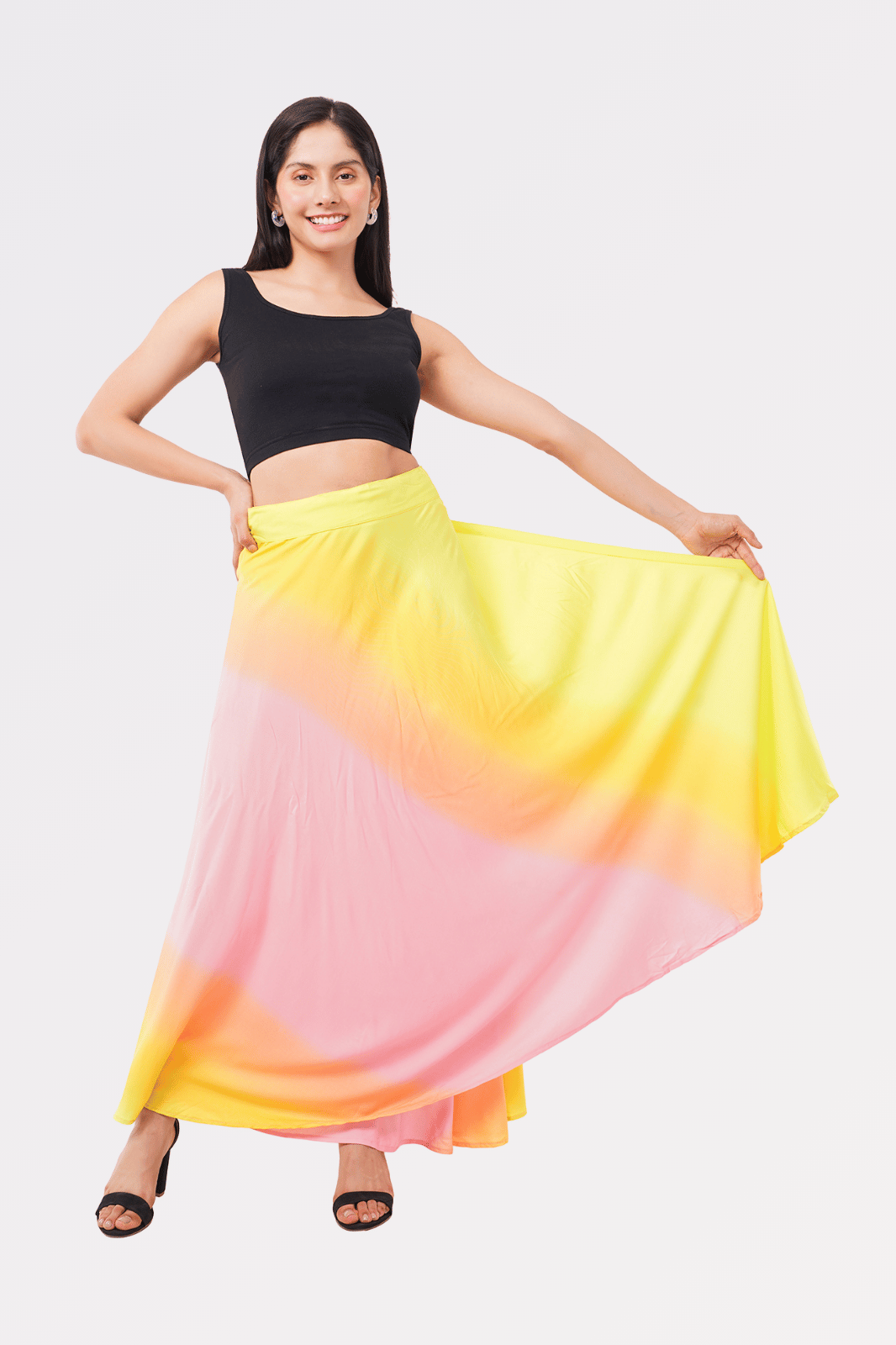Ombre Maxi-Length Wrap Skirt in Premium Rayon