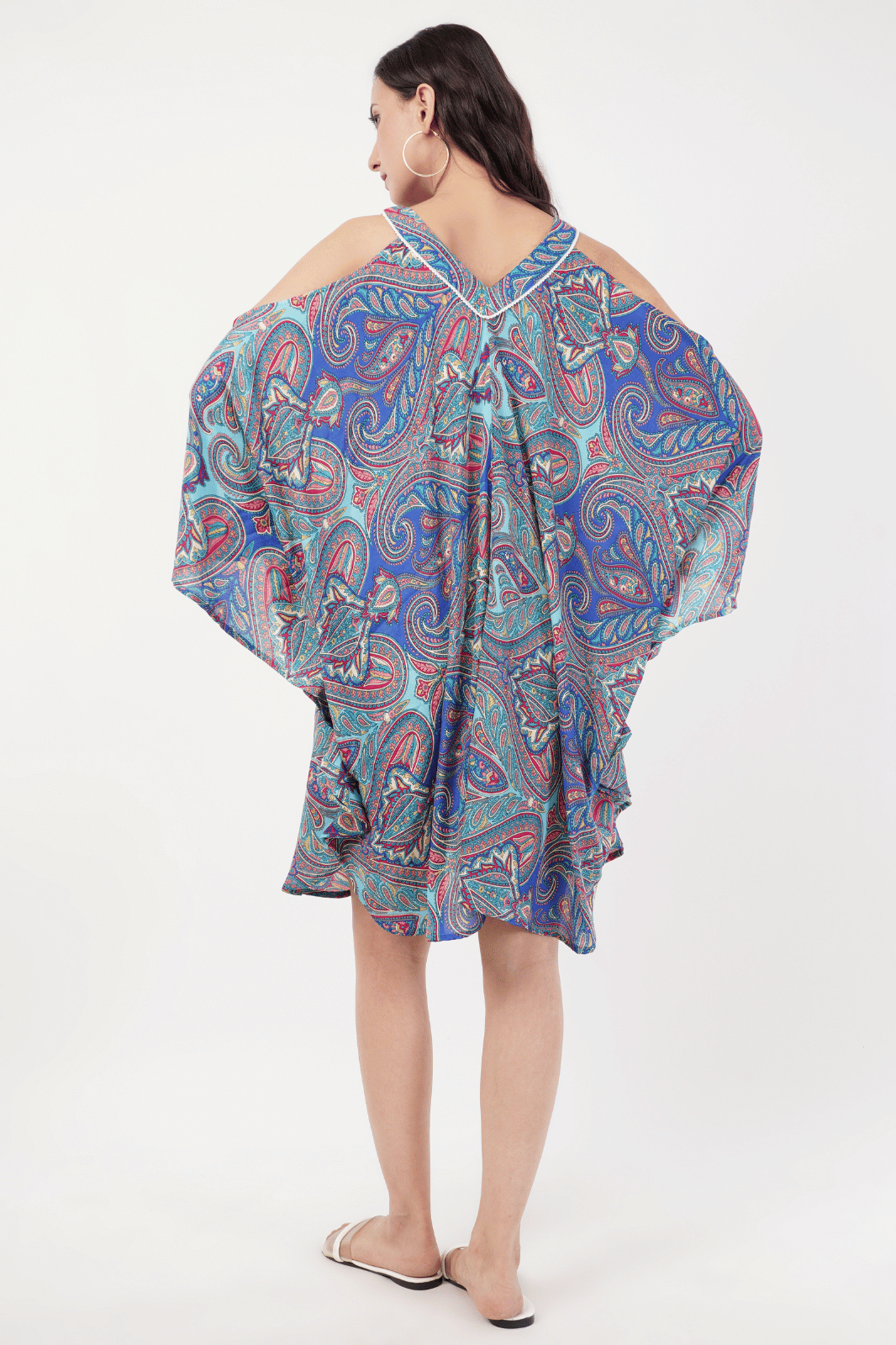 Multicolored V-Neck Kaftan Dress