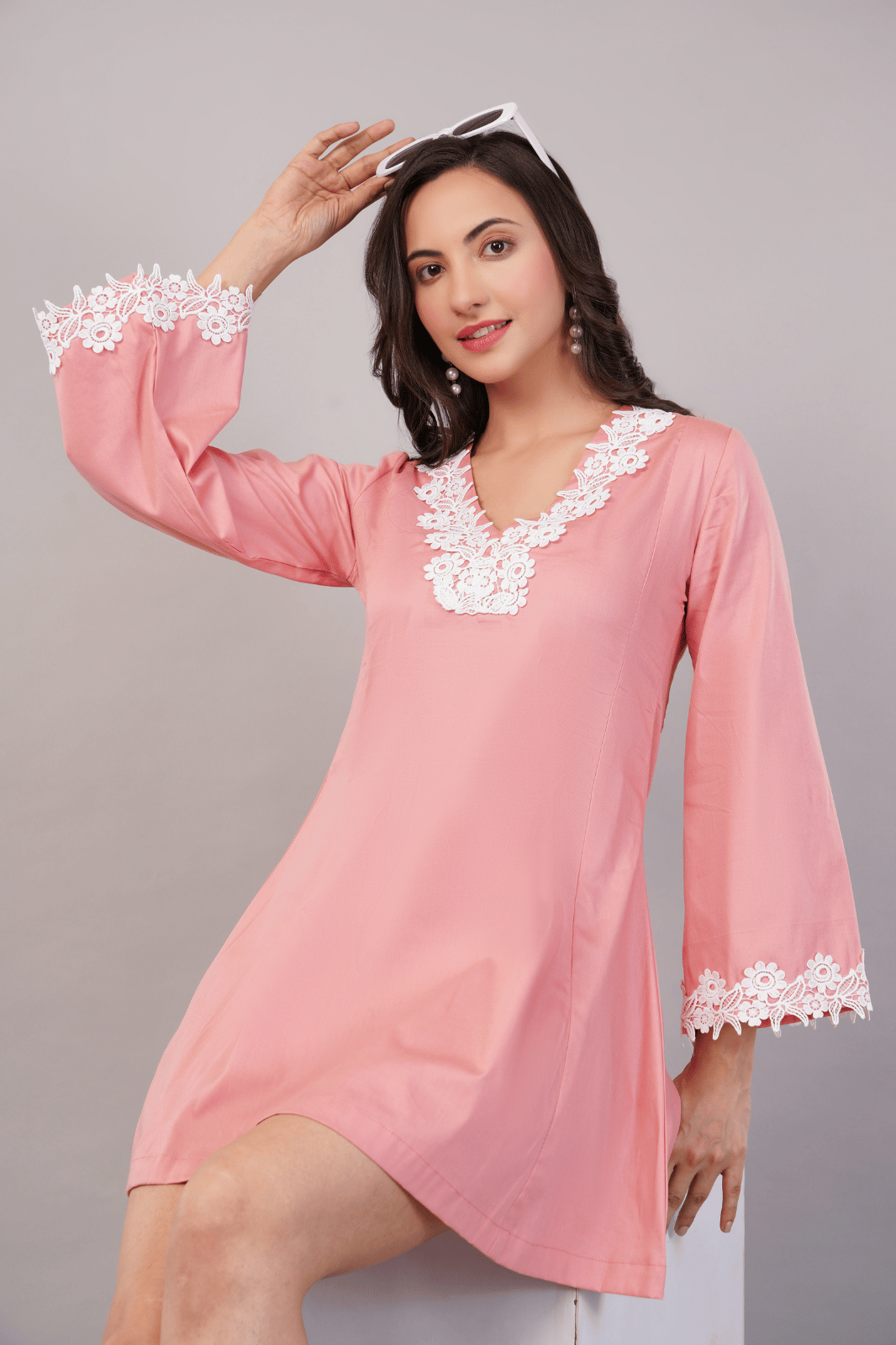 Coral Charm A-Line Retro Mini Dress with Lace Detailing
