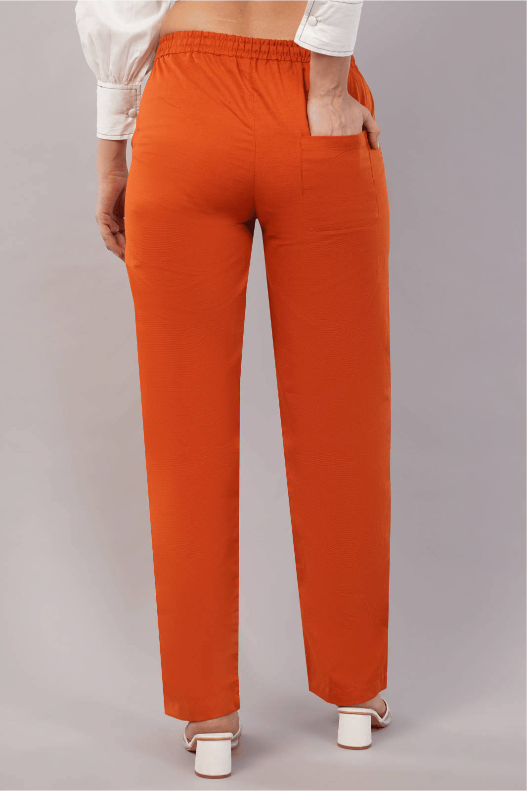 Rust Cotton Linen Loose Fit Pants
