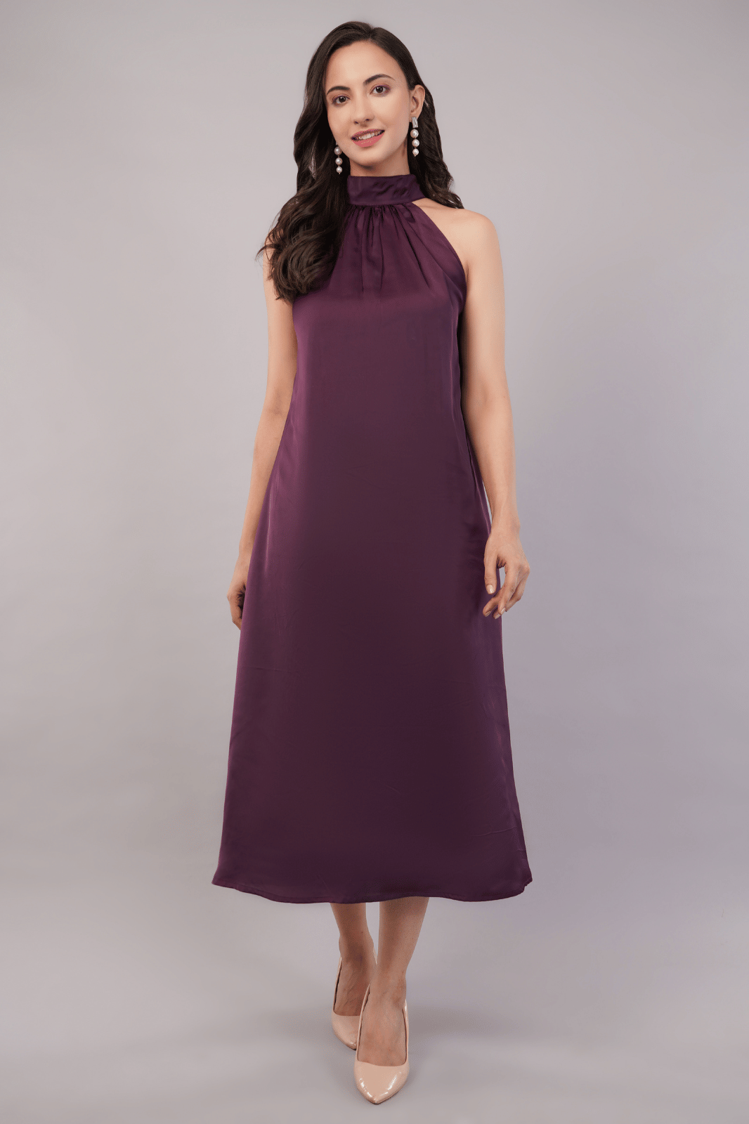 Satin A-Line Maxi Dress