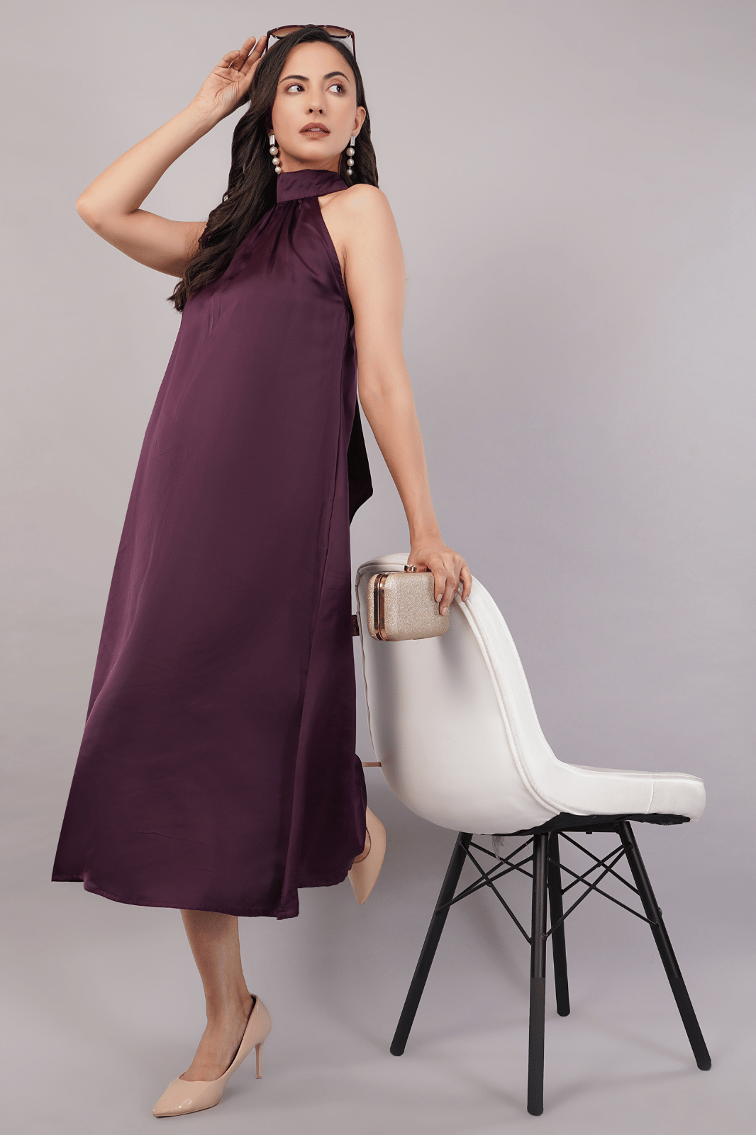 Satin A-Line Maxi Dress