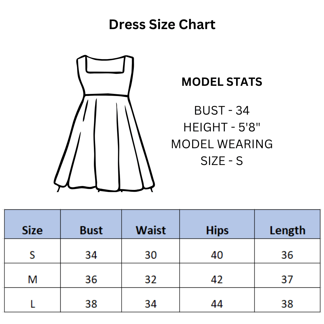 Navy Blue Linen Cotton Fit & Flare Dress