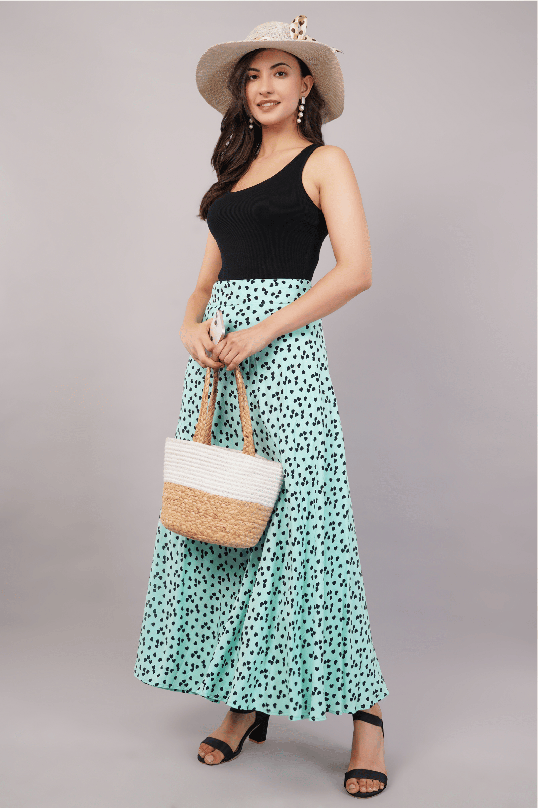 Green Heart Maxi-Length Wrap Skirt in Premium Rayon Flowy & Adjustable Fit MedleyHues Green Heart Maxi-Length Wrap Skirt in Premium Rayon Flowy & Adjustable Fit MedleyHues