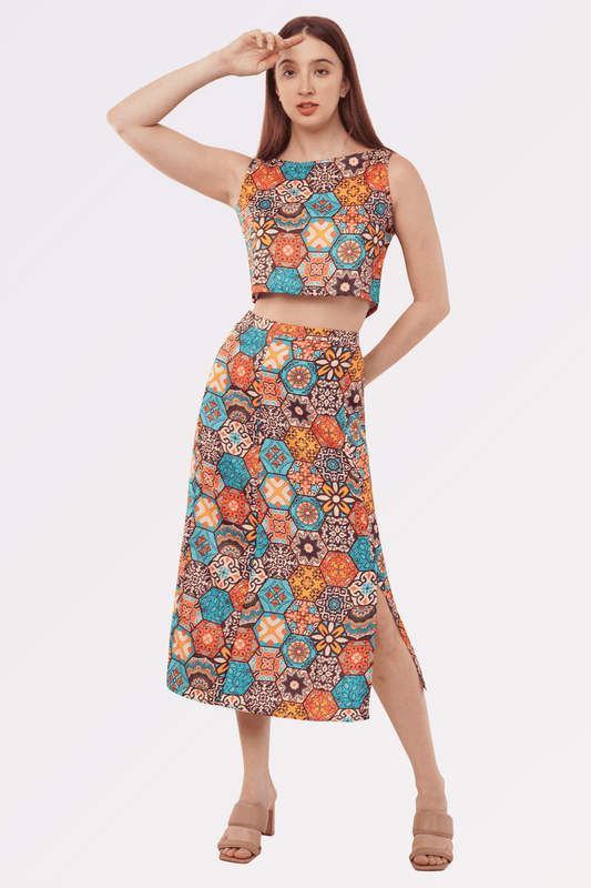 Multicolored Pashmina Cotton Co-Ord Set