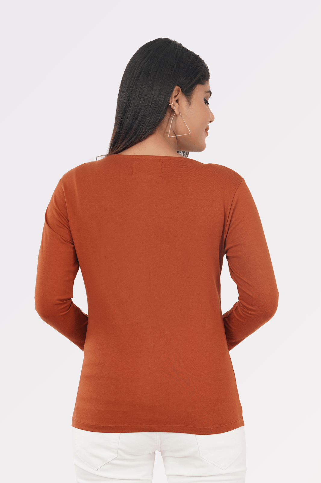 Nutmeg Brown Cotton Boat Neck Top