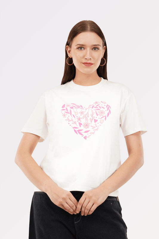 White Cotton Boxy Fit Printed T-Shirt