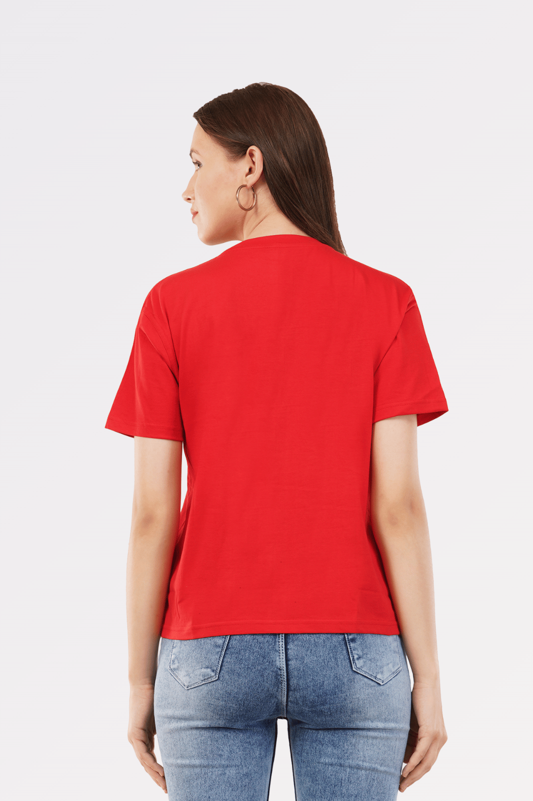 Red Cotton Boxy Fit Printed T-Shirt