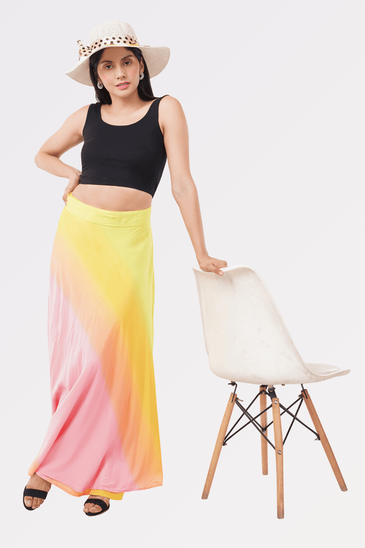 Ombre Maxi-Length Wrap Skirt in Premium Rayon