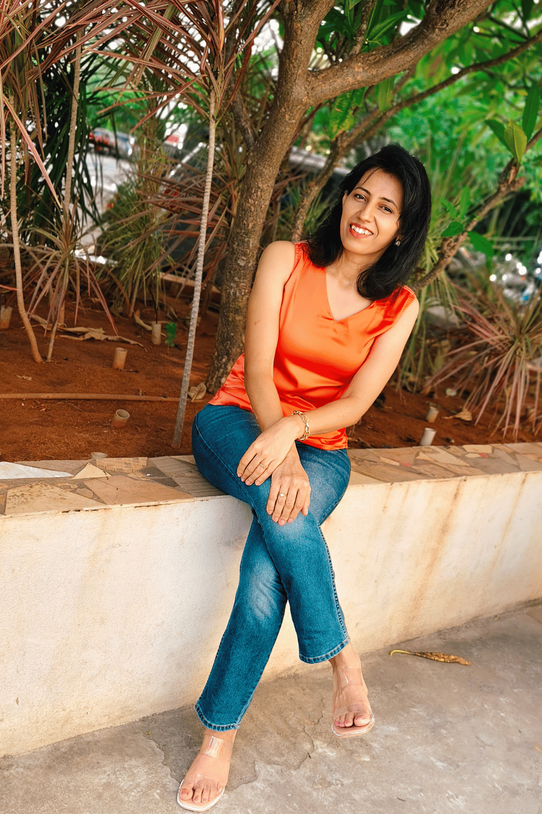 Orange Ombre Printed Satin Top