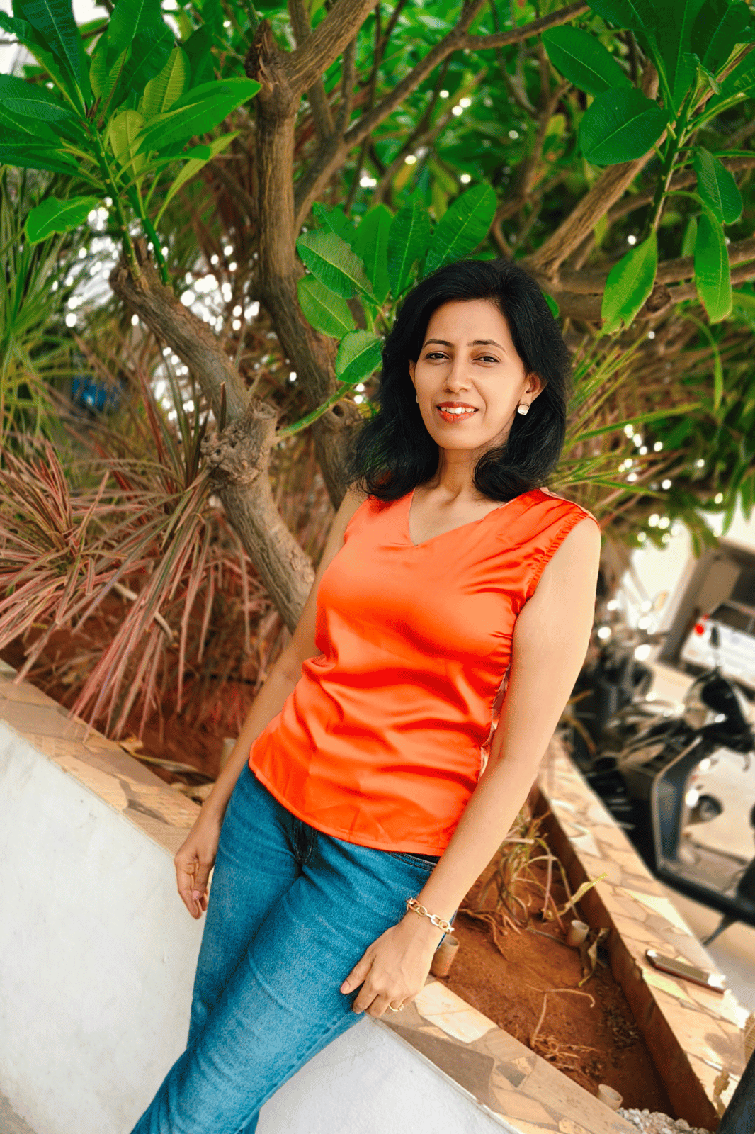 Orange Ombre Printed Satin Top