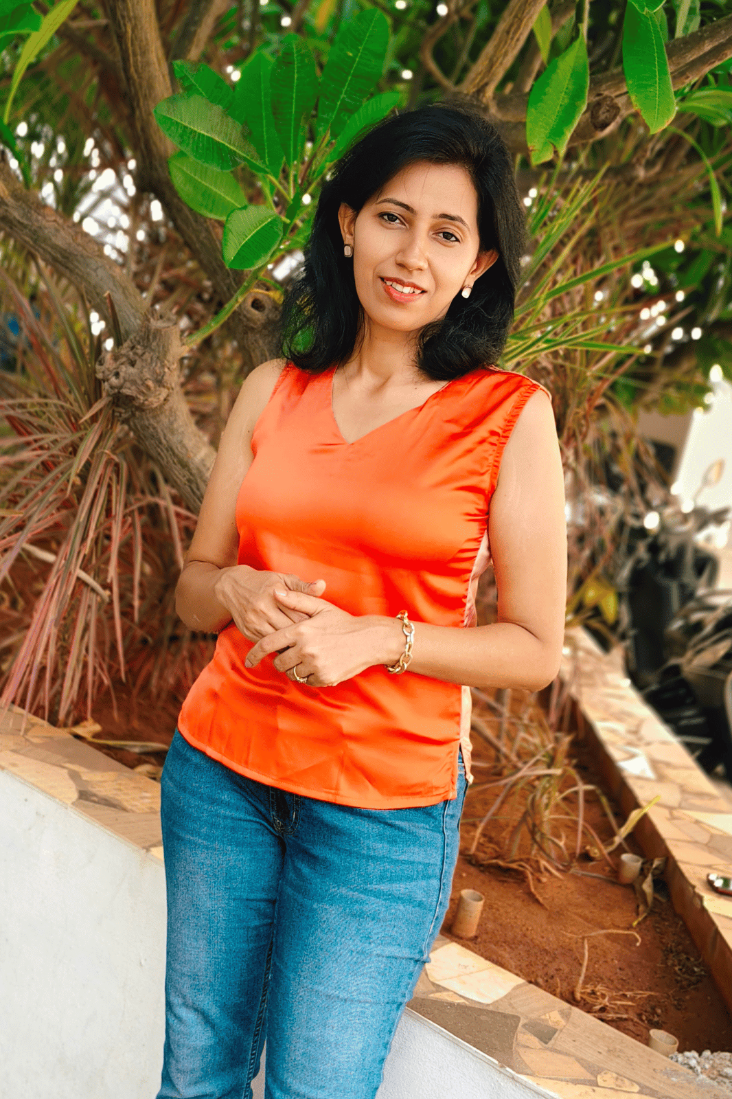 Orange Ombre Printed Satin Top