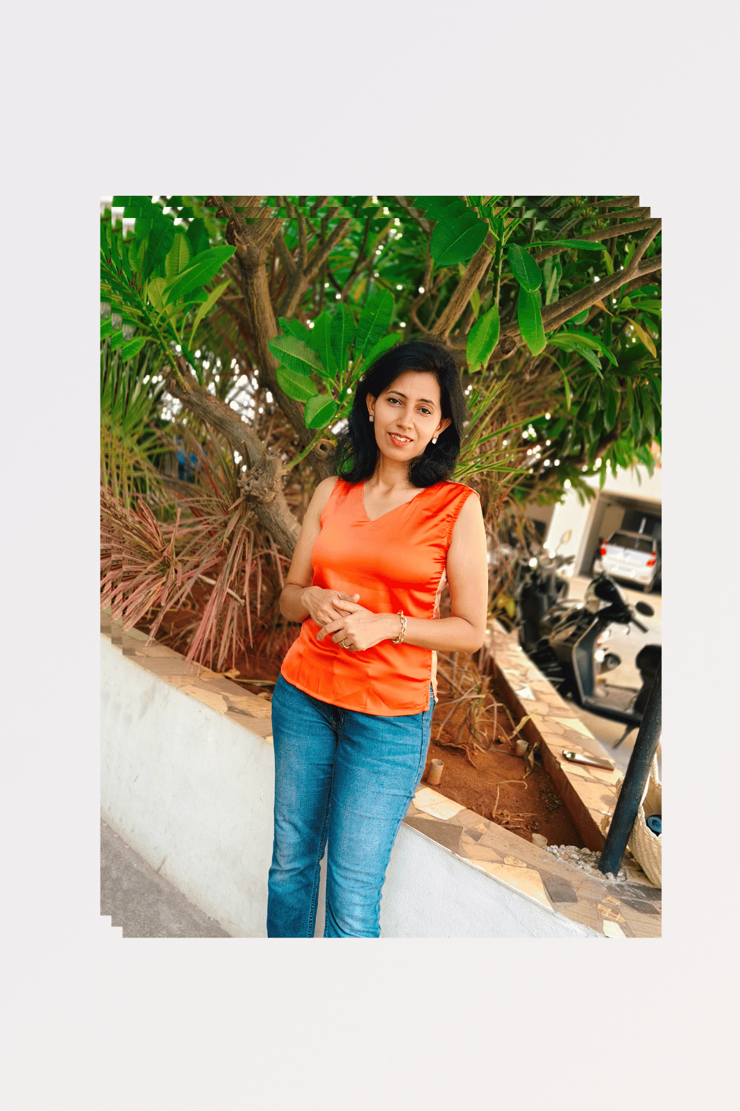 Orange Ombre Printed Satin Top