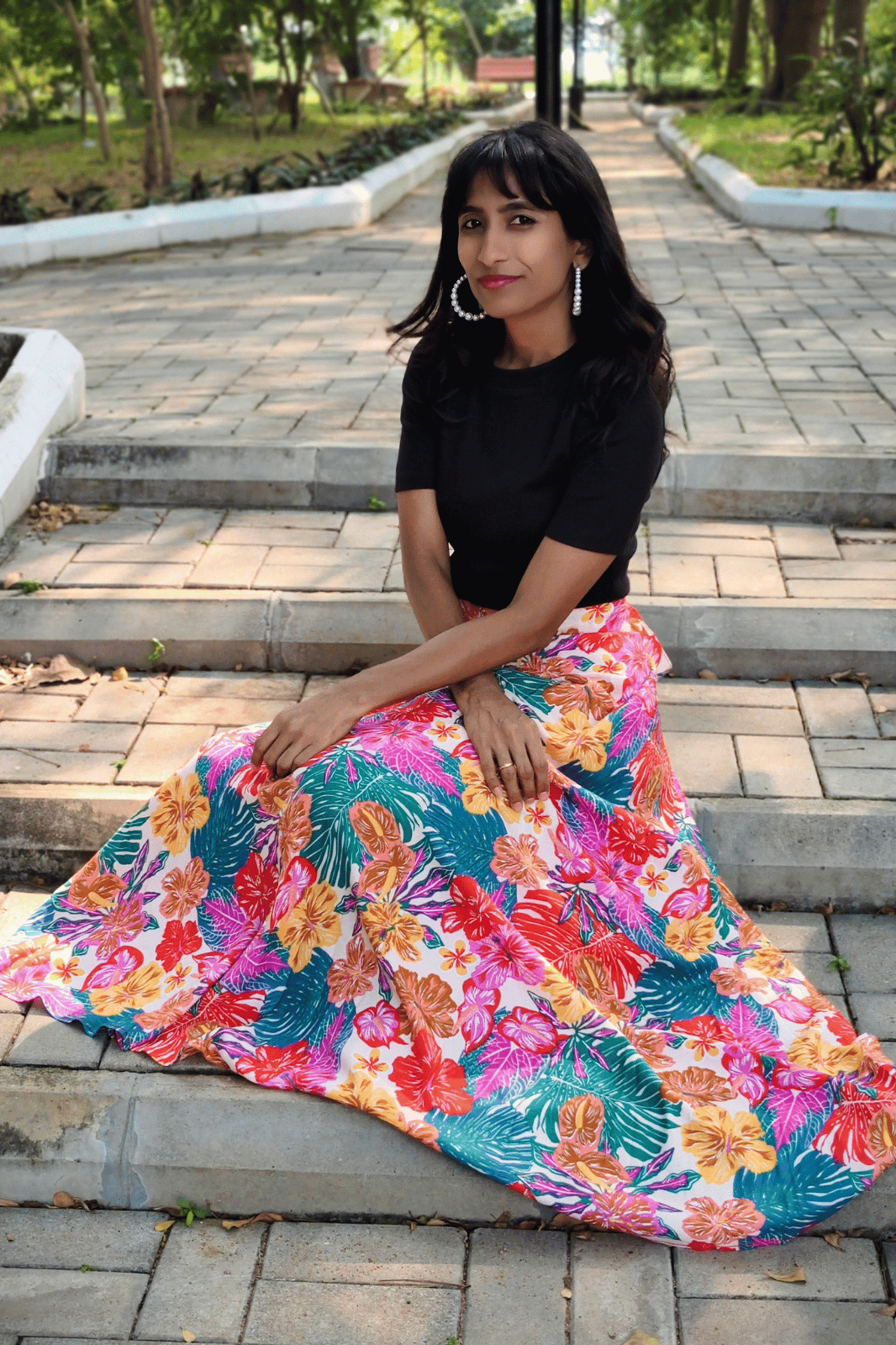 Tropical Maxi-Length Wrap Skirt in Premium Rayon