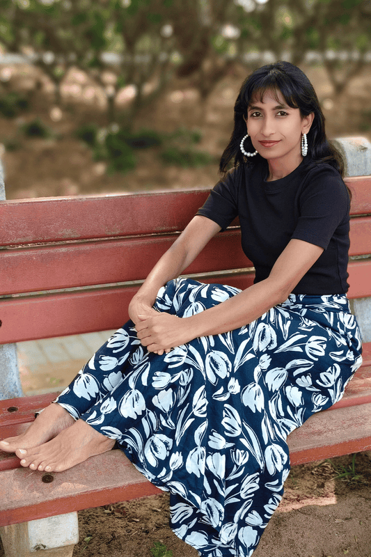 Navy Blue Floral Maxi-Length Wrap Skirt in Premium Rayon