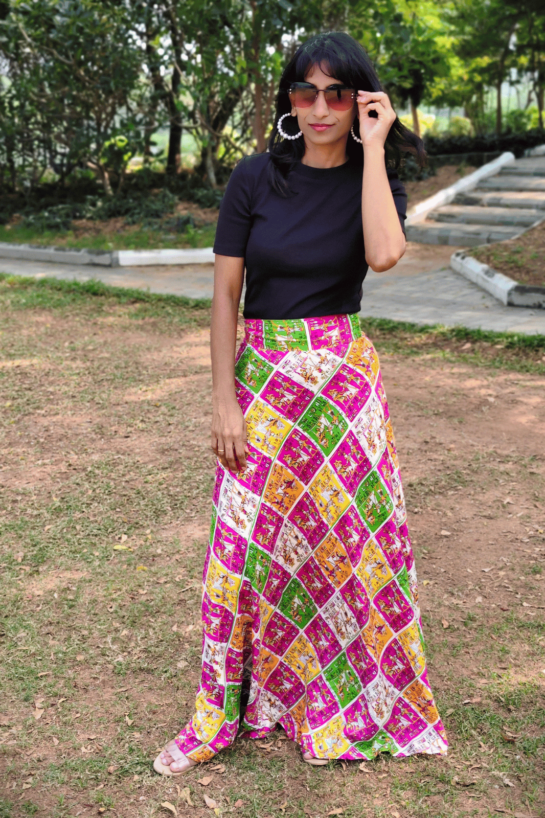 Egyptian Maxi Wrap Skirt & Black Ribbed Crop Top Combo