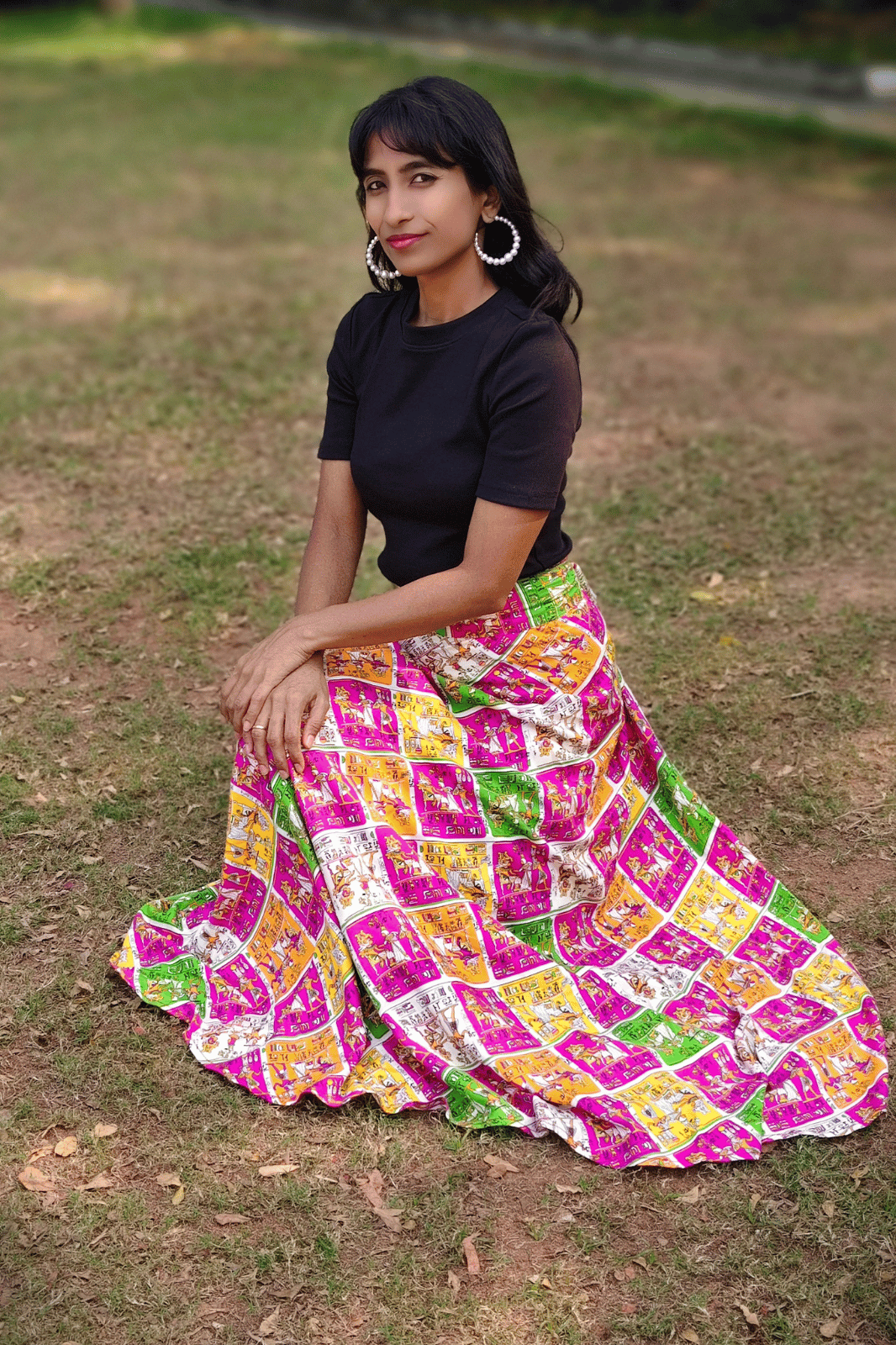 Egyptian Maxi Wrap Skirt & Black Ribbed Crop Top Combo