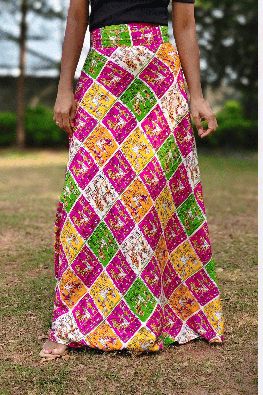 Egyptian Maxi Wrap Skirt & Black Ribbed Crop Top Combo