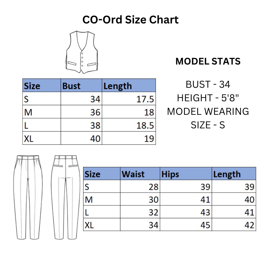 Black Linen Cotton Waistcoat Co-ord Set